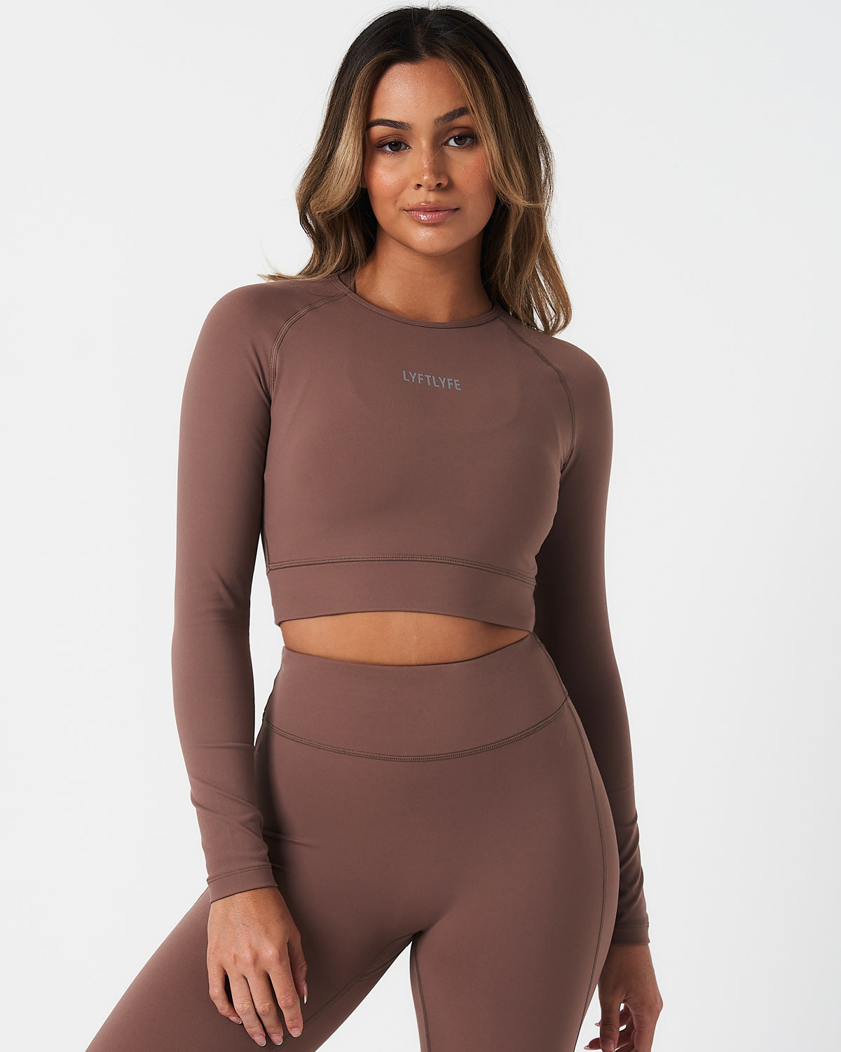 Force Long Sleeve Crop - Chocolate - LYFTLYFE APPAREL