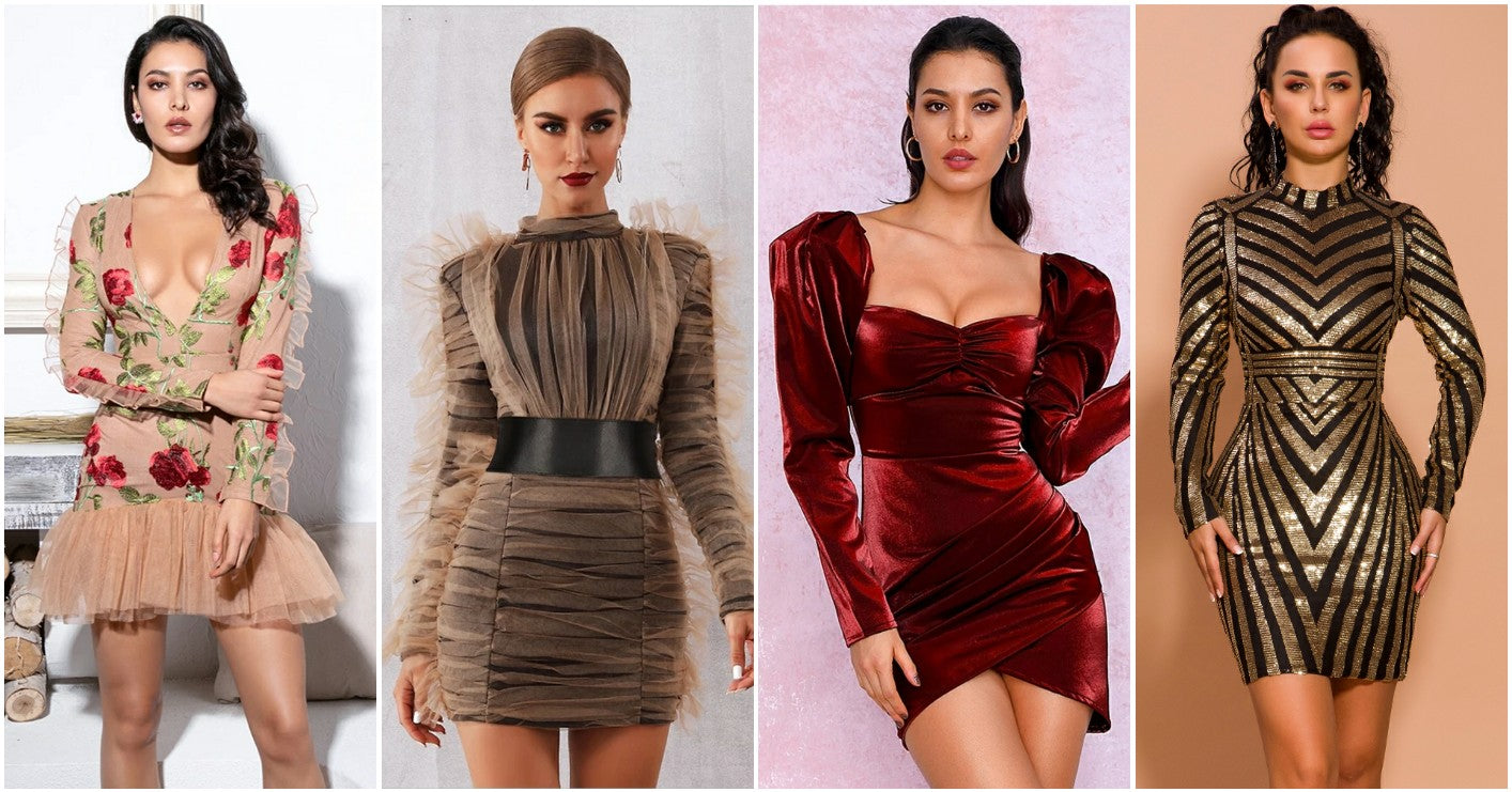 long sleeve cocktail homecoming dresses