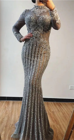 long sleeve glam dress