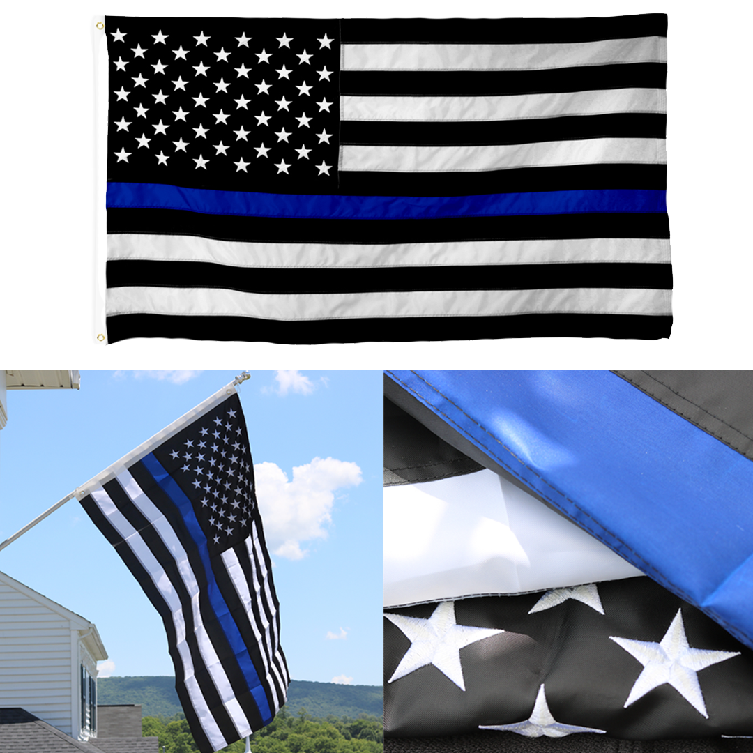 Embroidered Thin Blue Line Flag Warrior 12