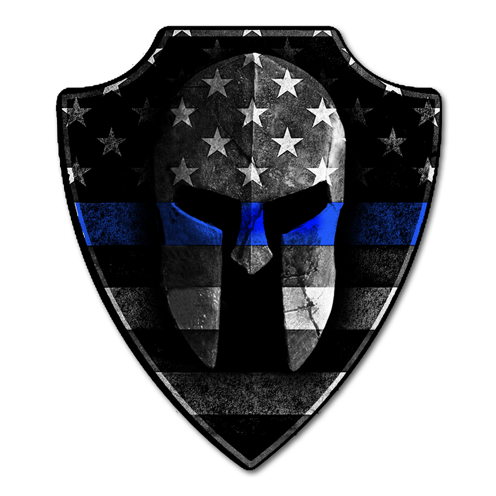 Thin Blue Line Spartan Helmet Decal – Warrior 12