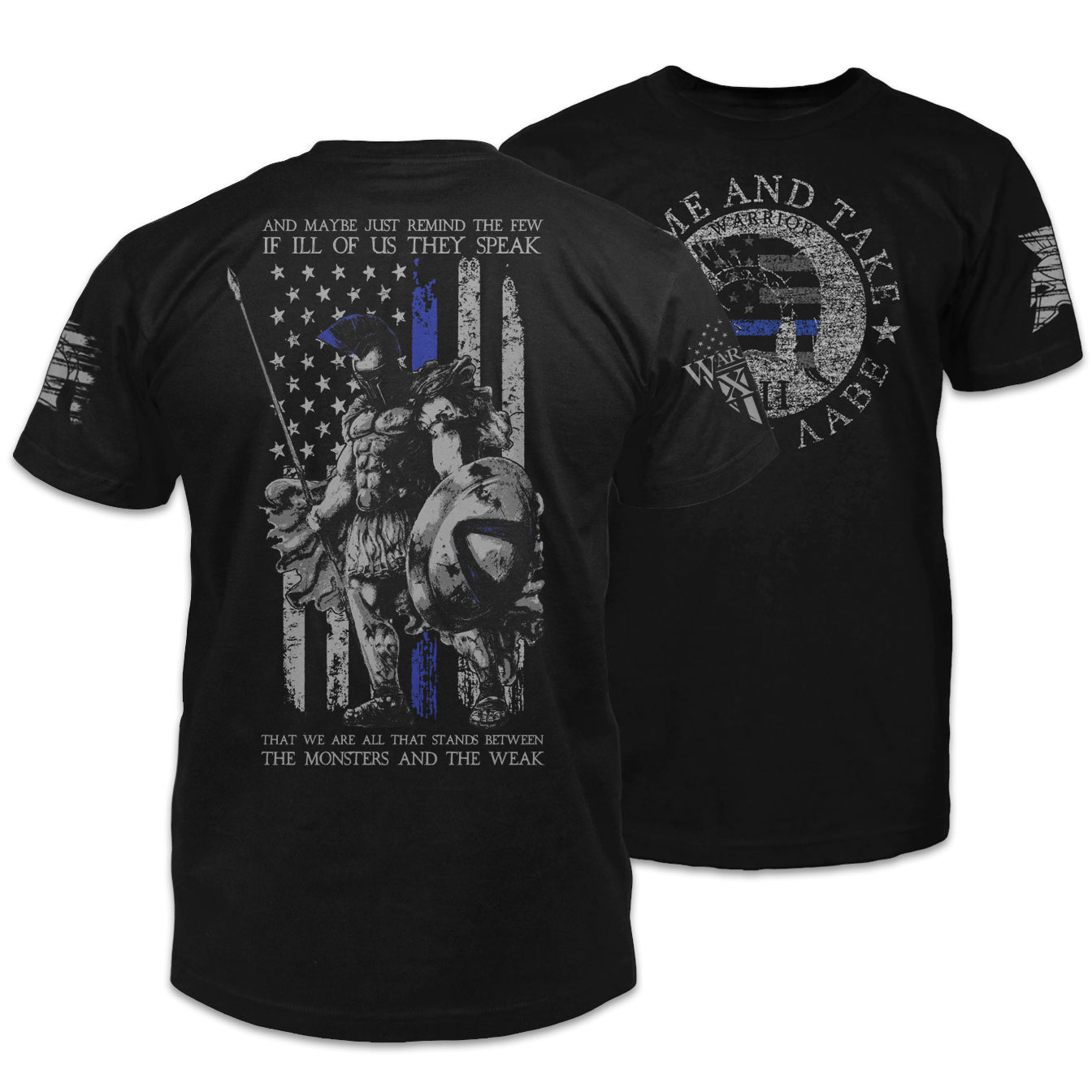 American Spartan Shirt Police Thin Blue Line Edition Warrior 12