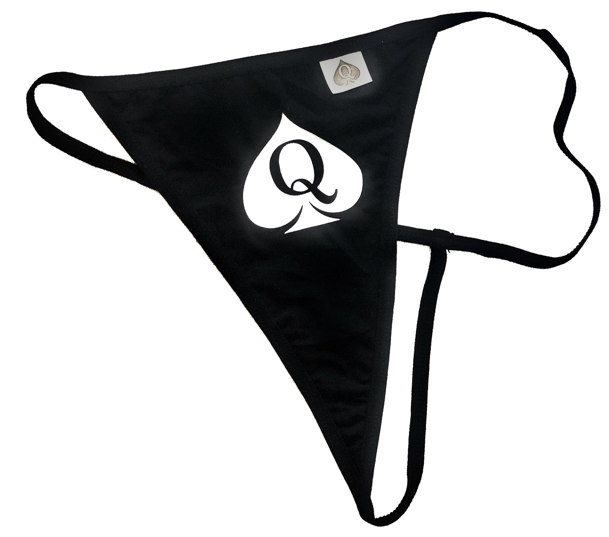Blacked And White Qos Queen Of Spades Logo Fetish Brazilian G String