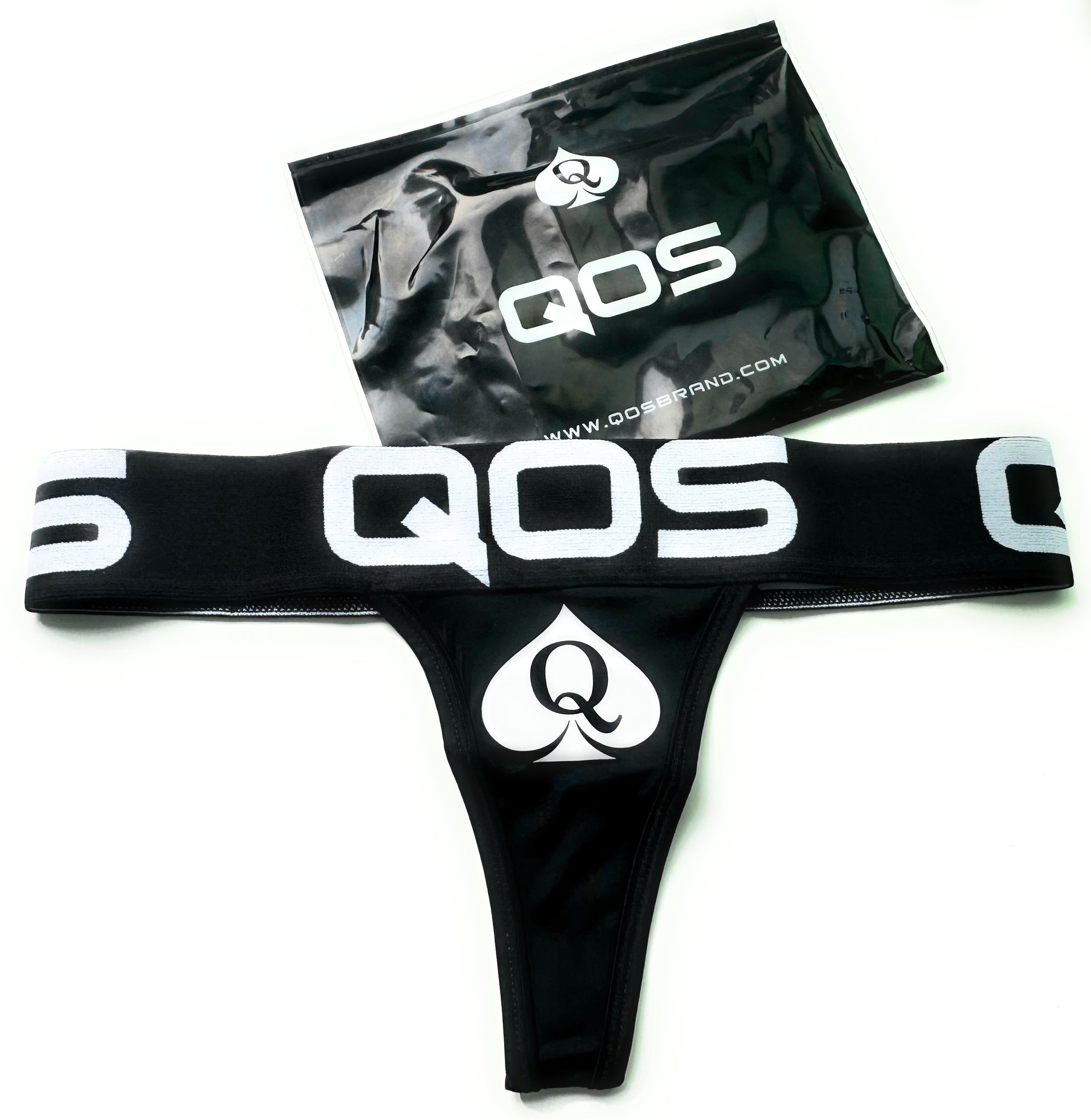 Black Qos Brand V2 Bold Queen Of Spades Sports Brazilian Thong