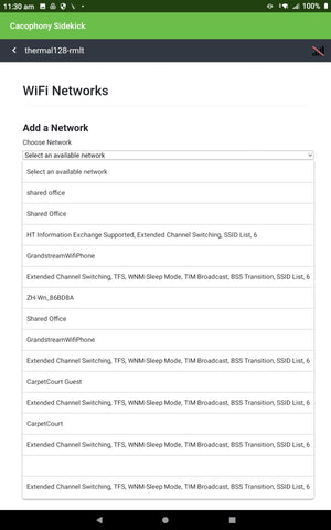 Select a nearby WIFI network