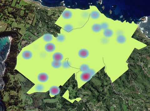 Feral Chicken hotspots in Norfolk Island