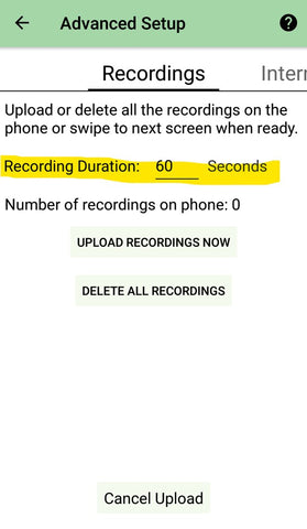 Screenshot showing how to change the length of Bird Monitor recordings