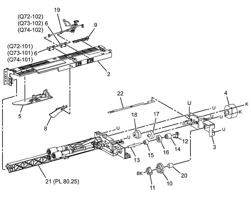 PL 80.20 Tray 2 3 and 4 Feeder Assembly for Xerox C7020 C7025 C7030 C7000