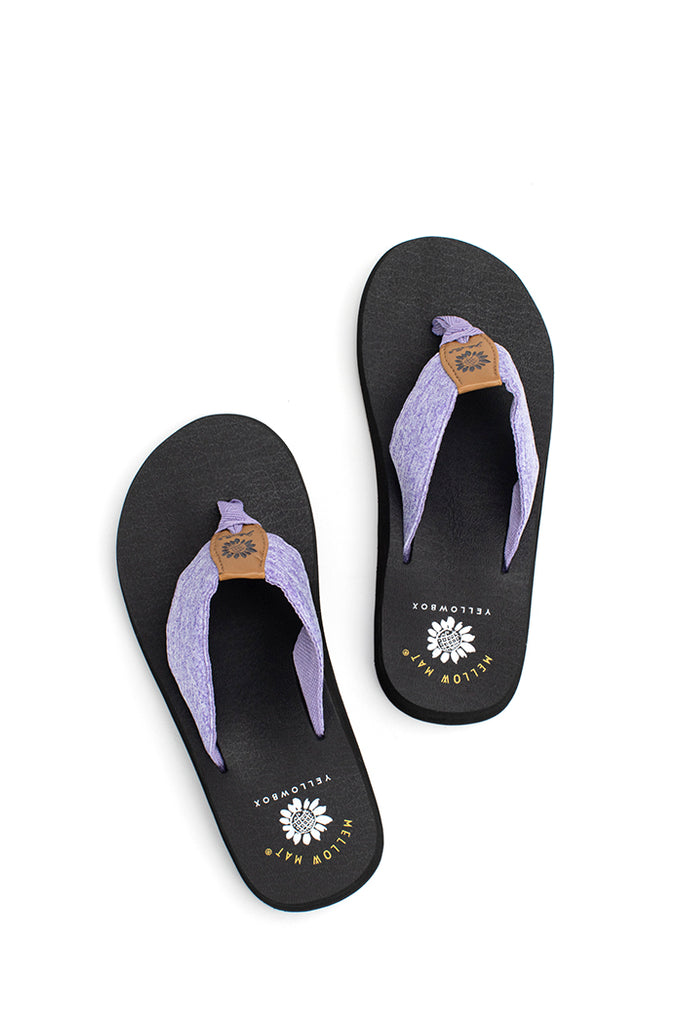 purple yellow box flip flops