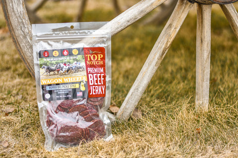 pepper dill pickle natural beef jerky wagon wheels