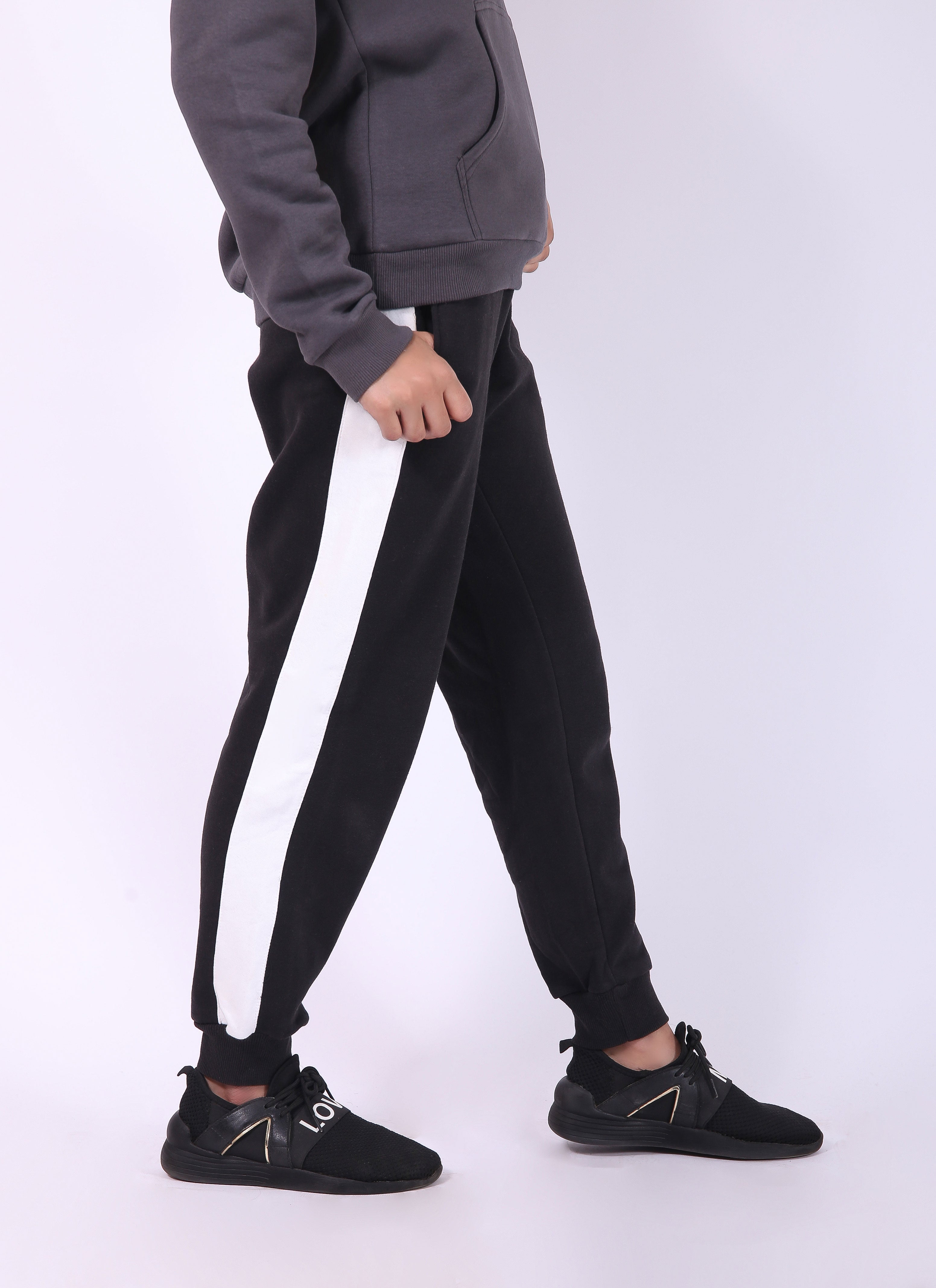 Ladies Track Suit (Charcoal) Stripe Trouser (Black)