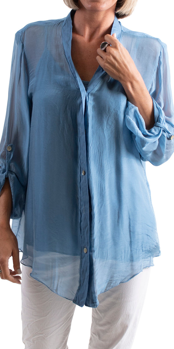 Annika Button Down V-Neck Blouse