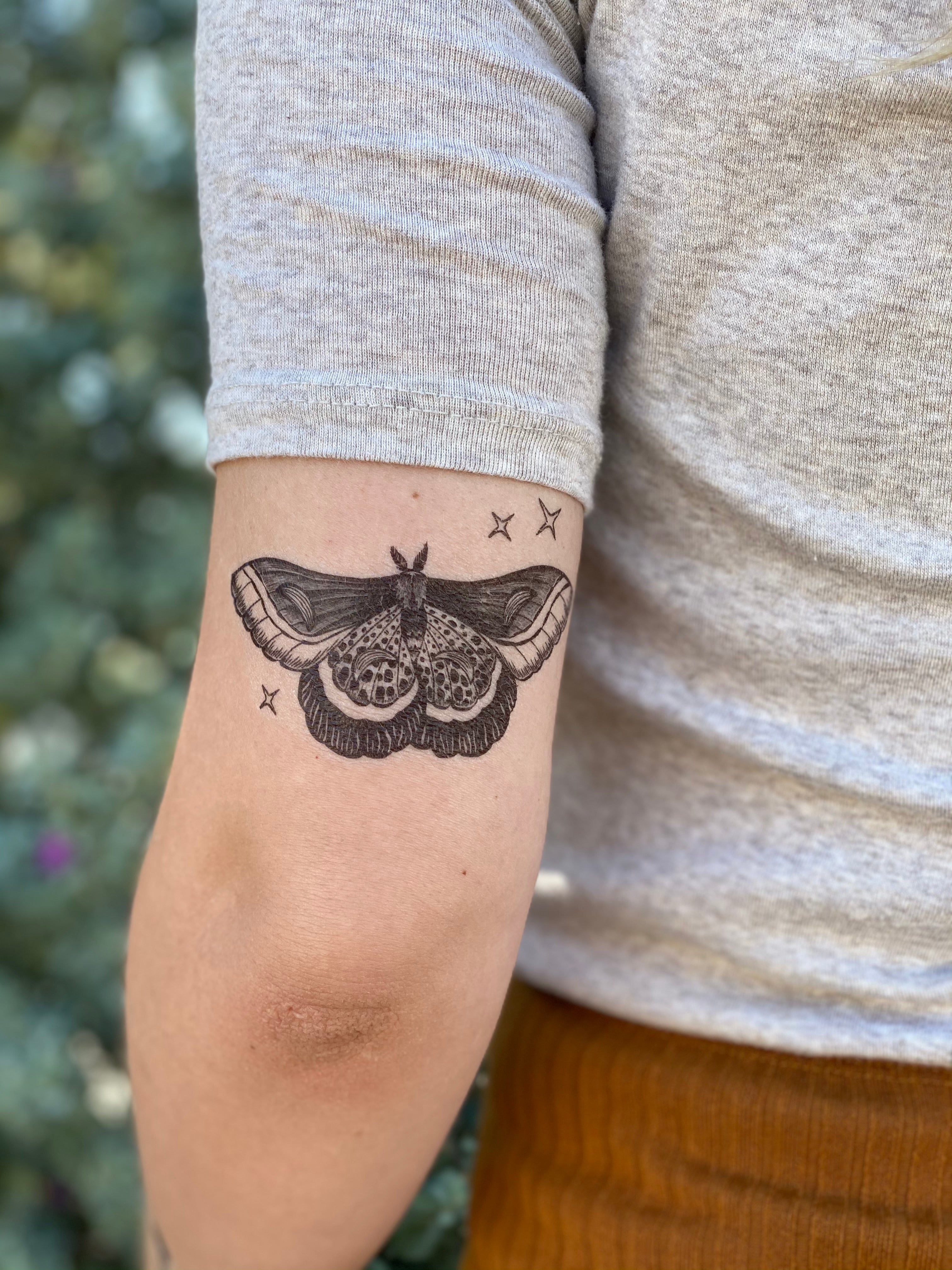 Tattoo tagged with insect black and grey arm moth  inkedappcom