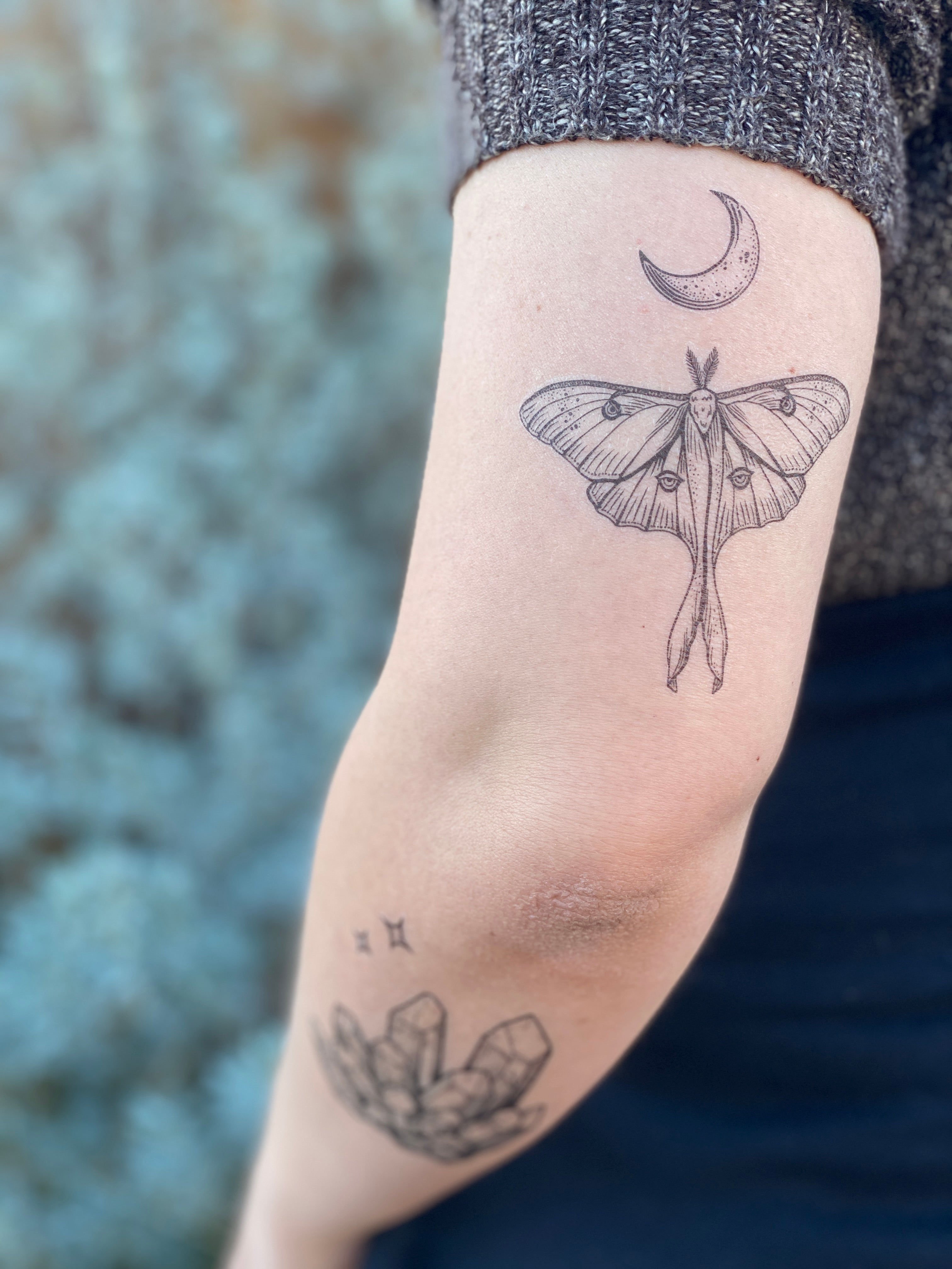 Buy Luna Moth Temporary Tattoo Black Line Tattoo Winged Insect Online in  India  Etsy