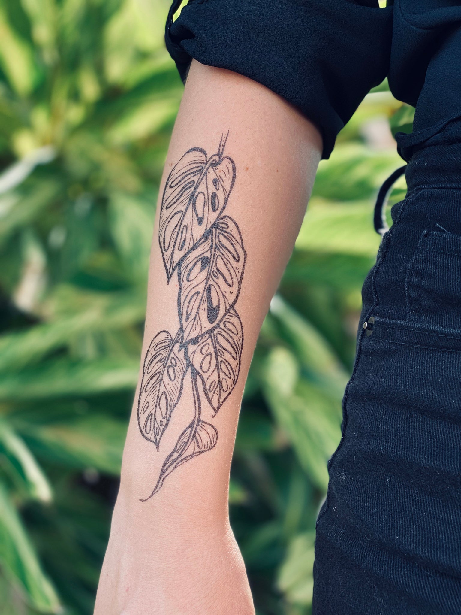 Tropical leaf tattoo by Smutek  Tattoogridnet