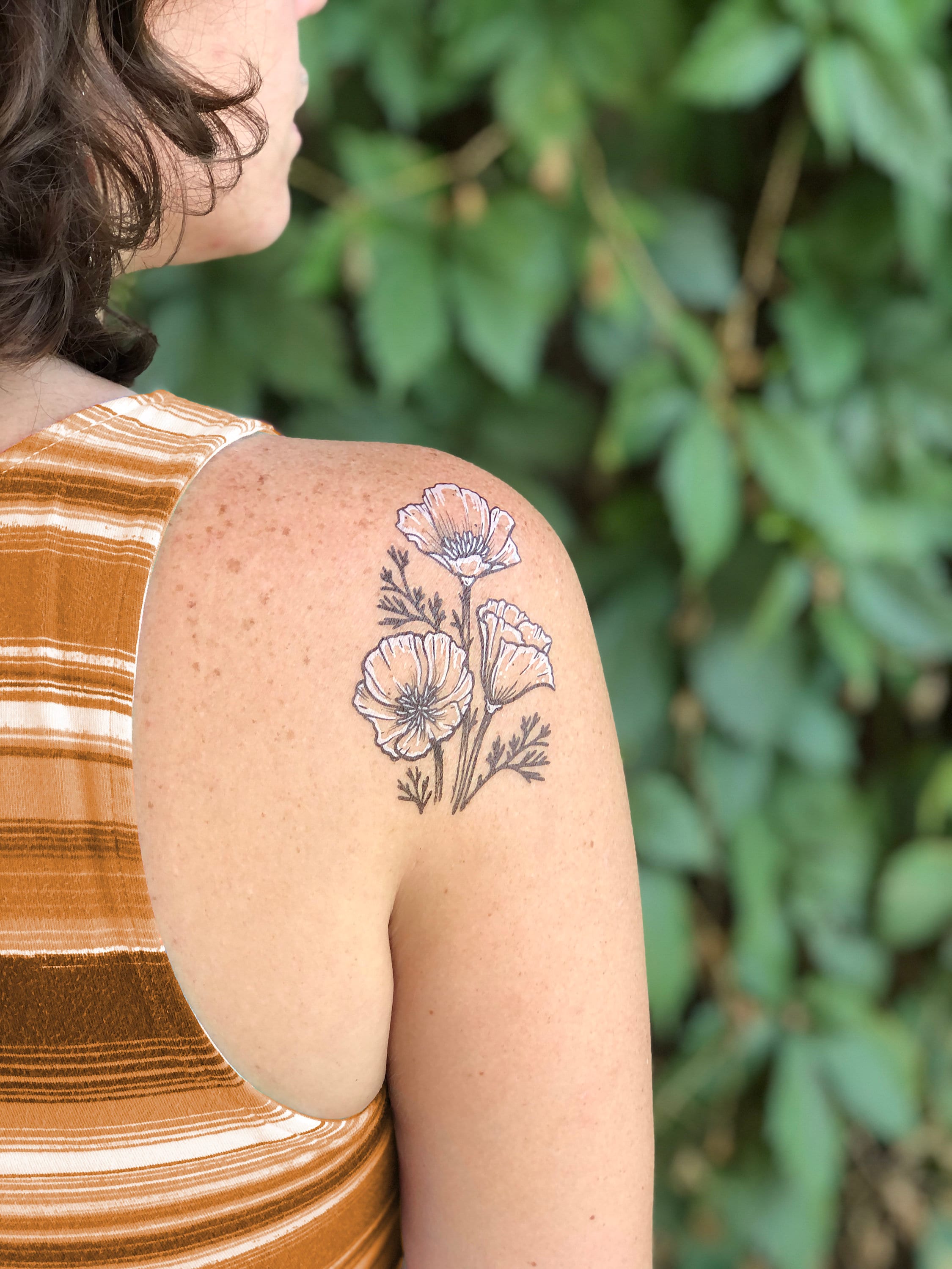 How look fascinating minimalist California poppy tattoos