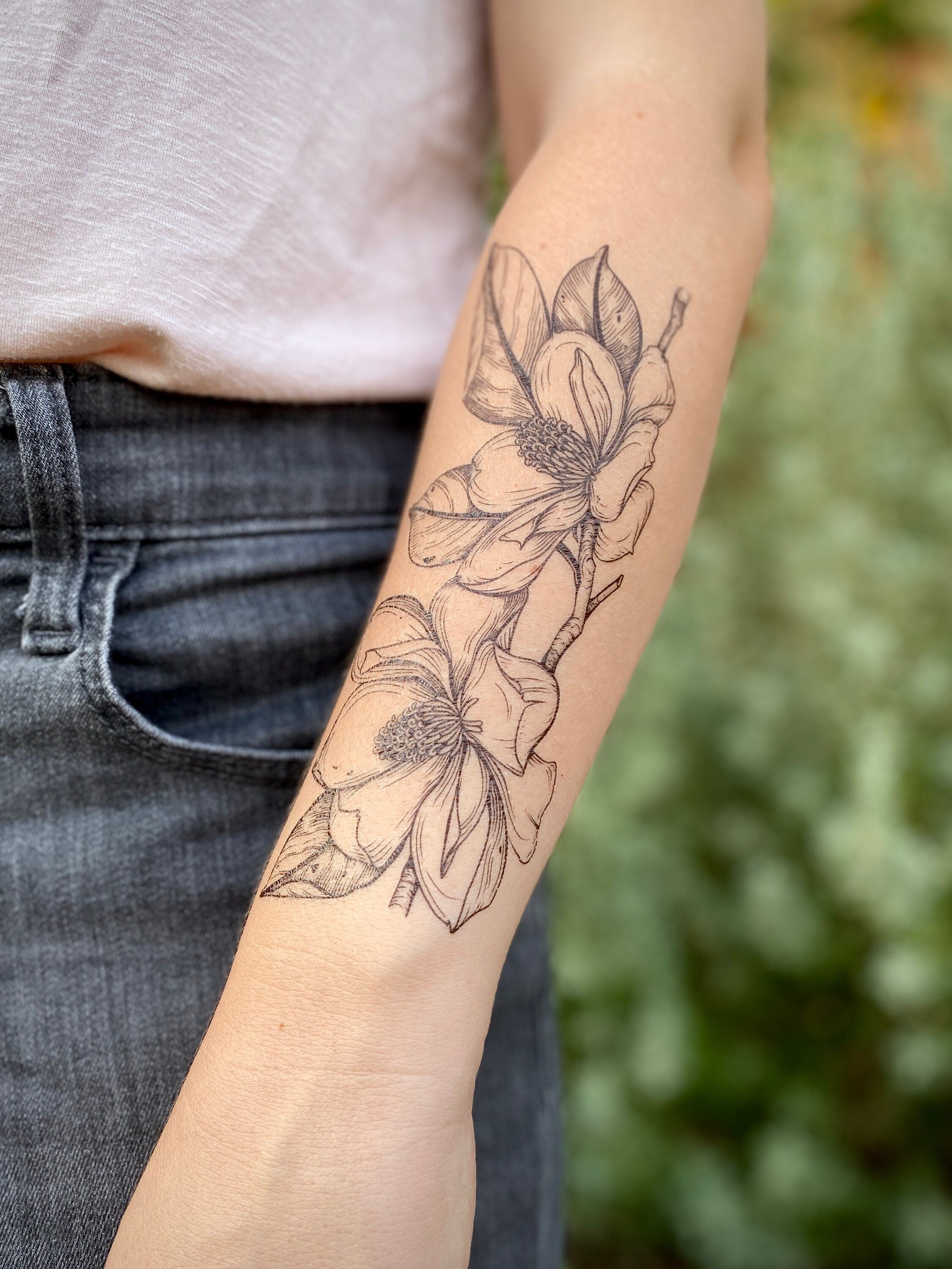 Magnolia Flower Temporary Tattoo  NatureTats