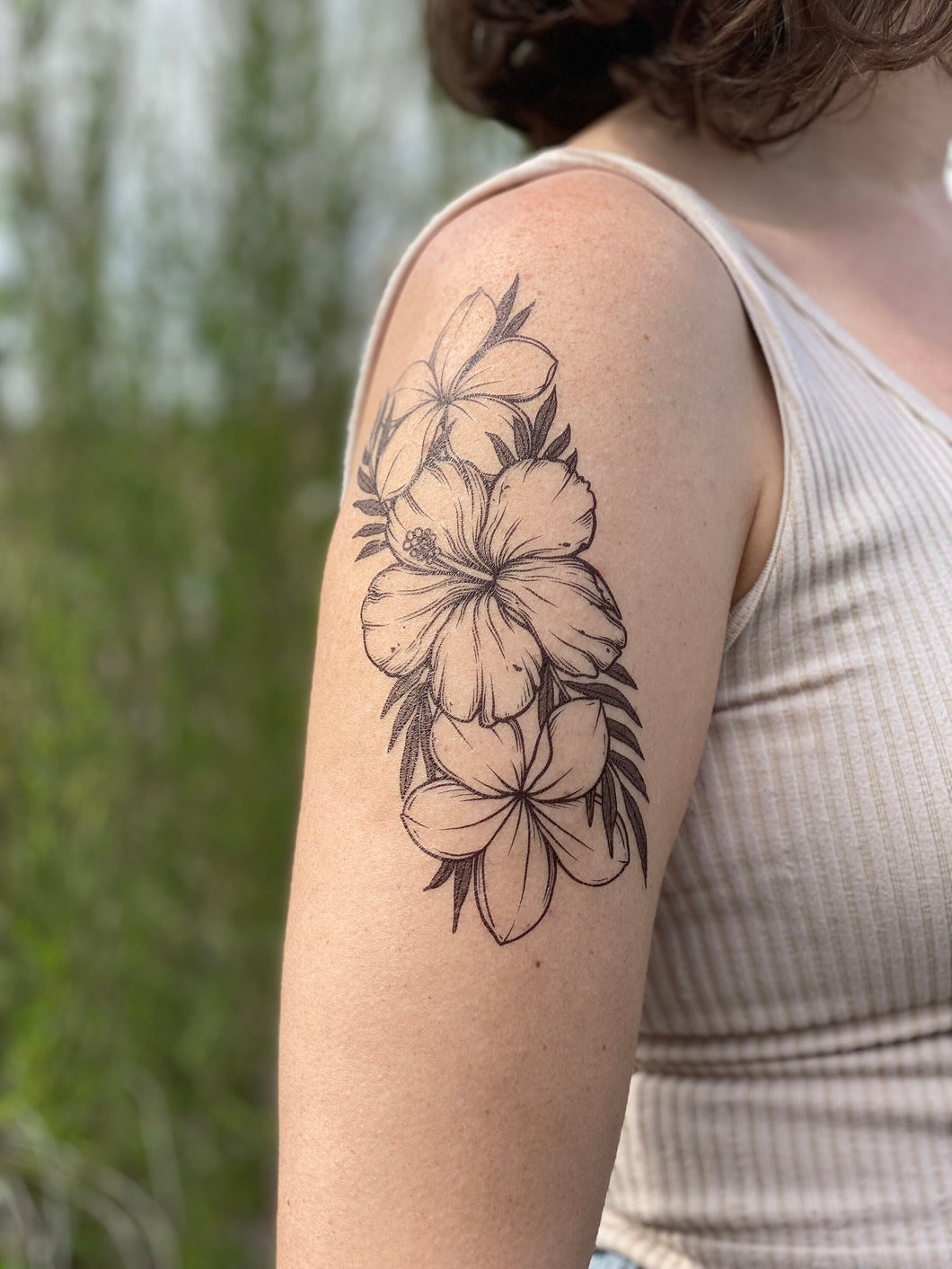 hawaiian sleeve  Flower Tattoos  Last Sparrow Tattoo
