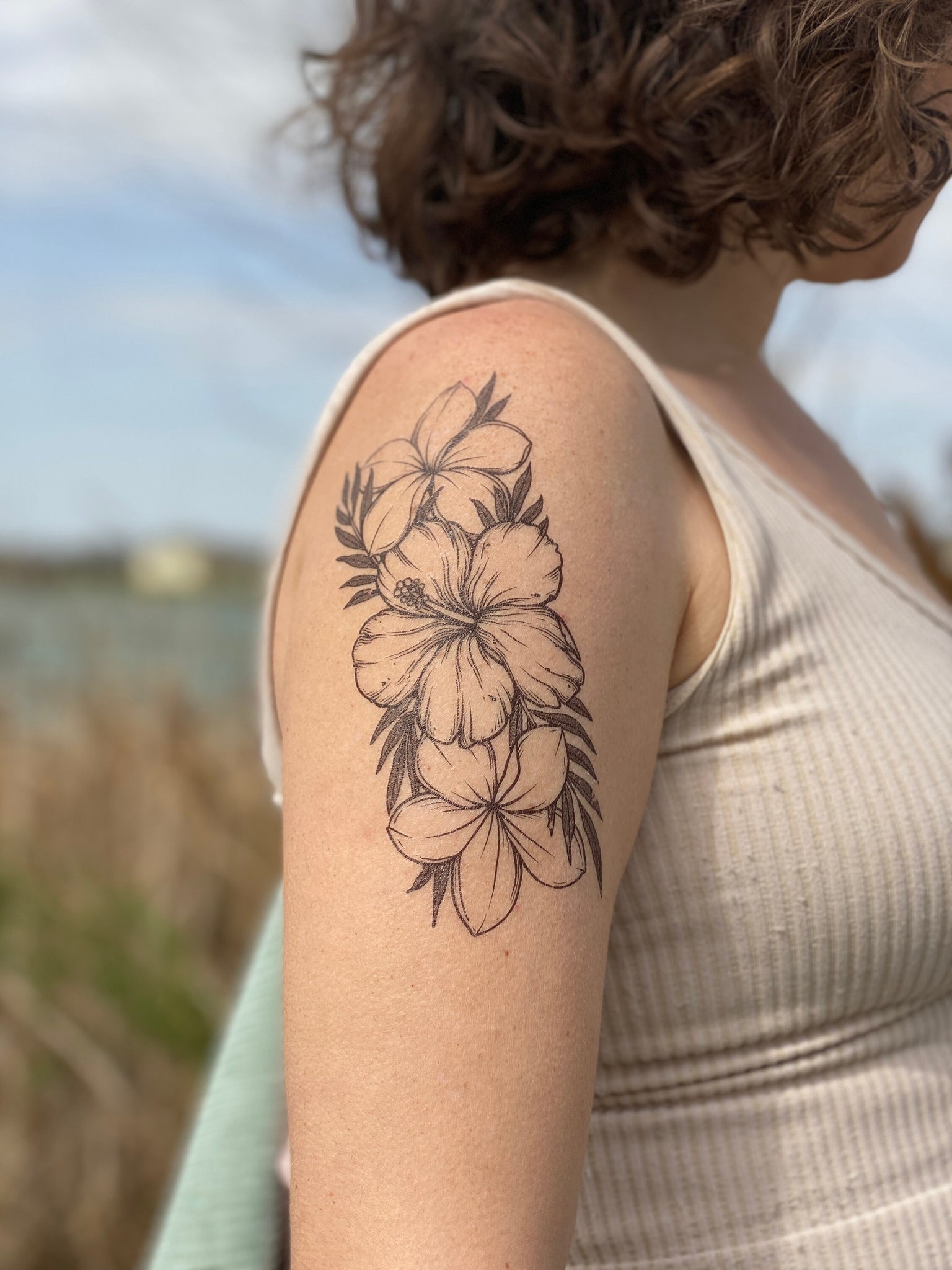 Black Flower Temporary Tattoos For Women Girls Realistic Flora Waterproof Fake  Tattoo Sticker Arm Leg Tatoos Summer Style 3d  Temporary Tattoos   AliExpress