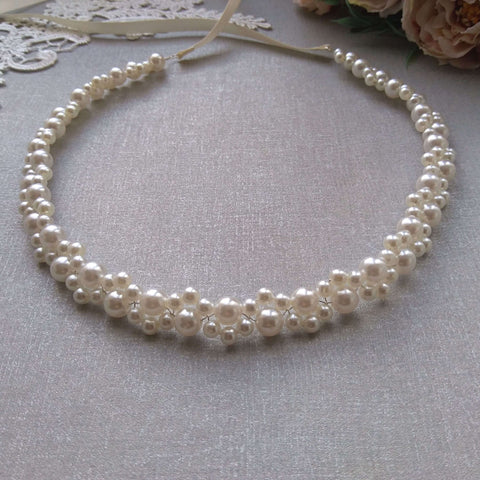 Headband chic en perles pour mariage élégant romantique