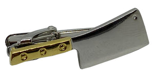 Two Tone Gold And Silver Plated Meat Cleaver Butcher Knife Tie Clip