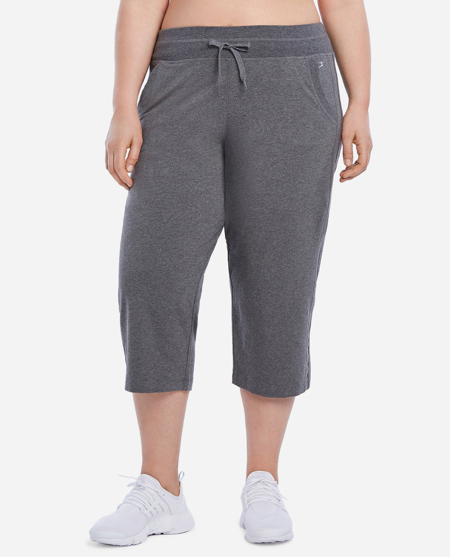 Danskin Now - Women's Plus-Size Foldover Waist Fashion Yoga Capri