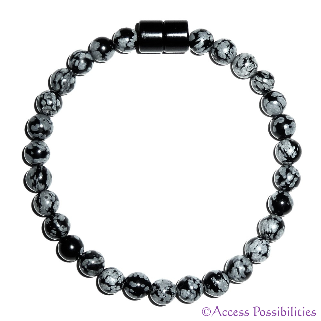 6mm Snowflake Obsidian Gemstone Bracelet