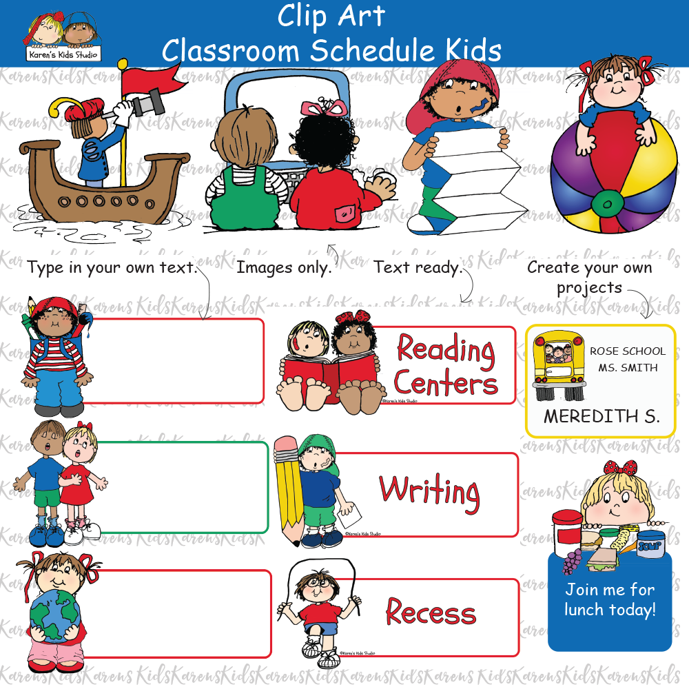 daily schedule preschool classroom clipart