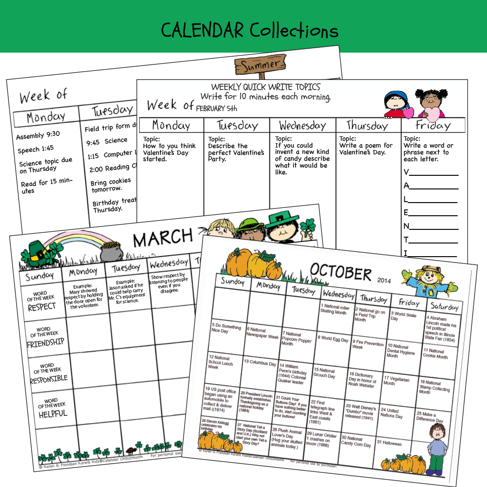 calendar set editable printables annual monthly weekly