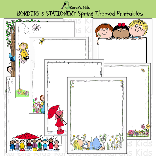 Primary Lined Writing Paper Printable-Spring Themed • Mrs E Virtually