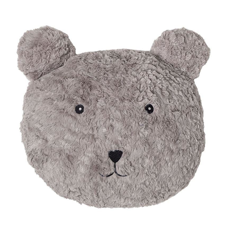 teddy bear v shaped pillow grey