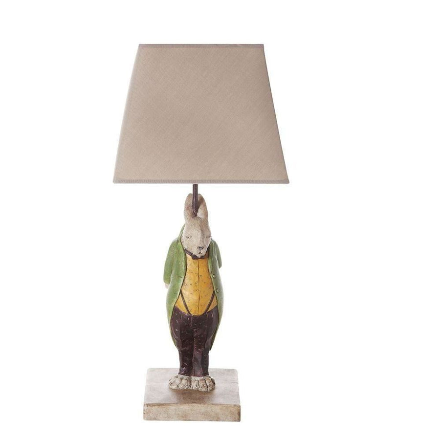 Resin Hare Table Lamp with Linen 