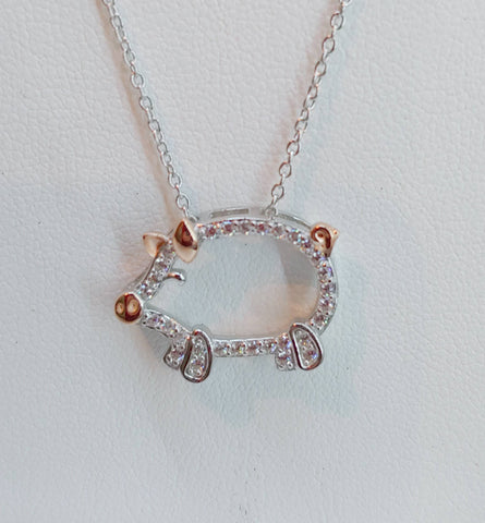 cute sterling silver pig necklace