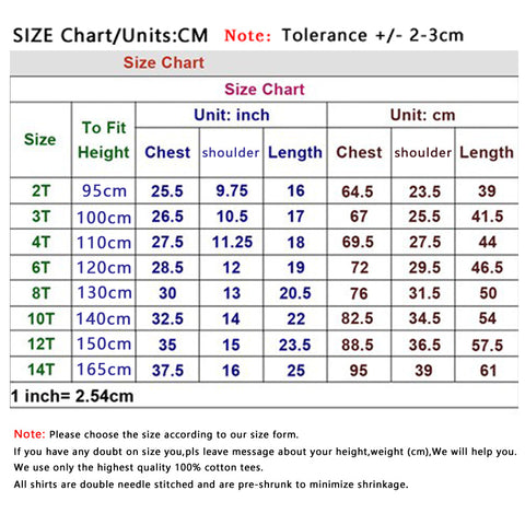 Unit Clothing Size Chart