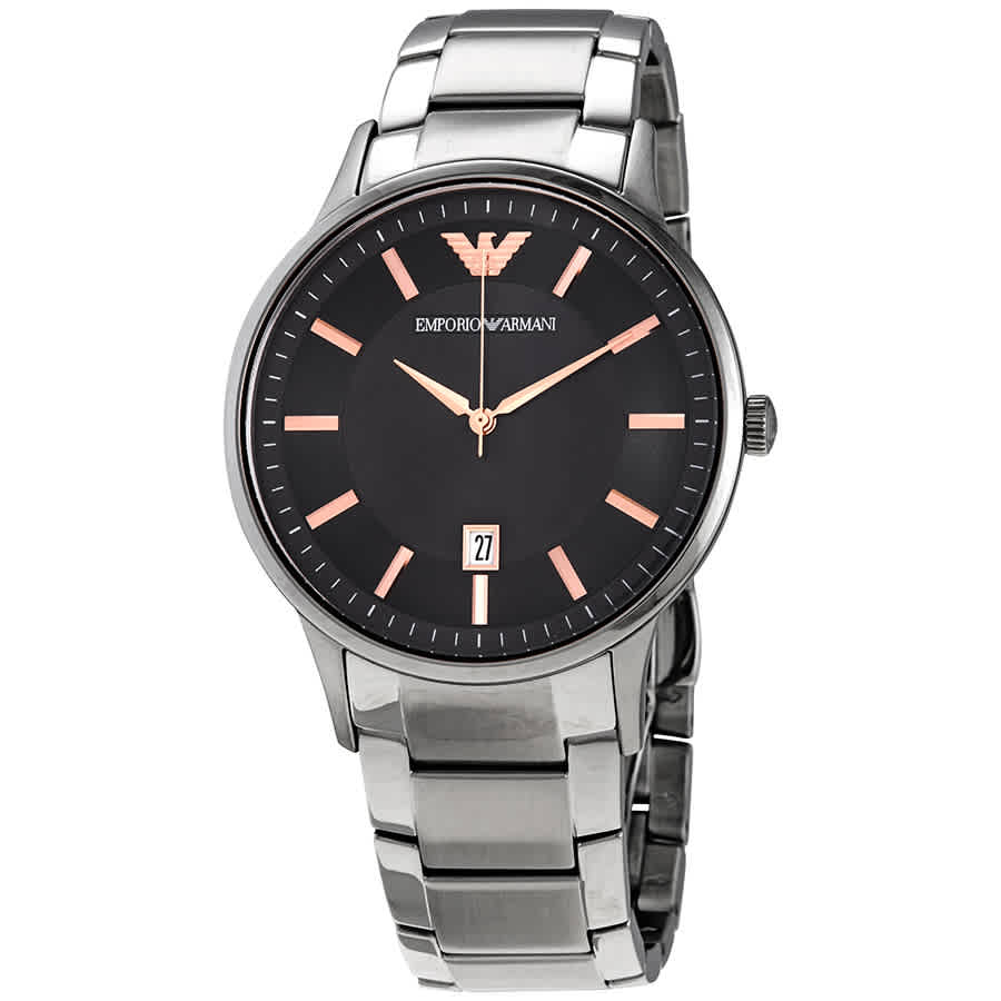 Emporio Armani Men's Three-Hand Date Stainless Steel Watch - Silver – The  Pink Pigs, Animal Lover's Boutique