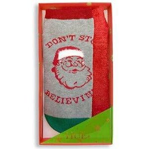 Hue 2 Pack Footsie Socks Christmas Gift Box Happy Holidays Fa La La Santa Animal Lover Gifts