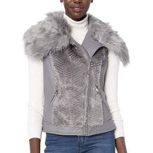 guess posh faux fur vest