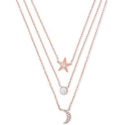Michael Kors Rose Gold-Tone Stainless Steel Pavé Triple-Row Celestial Necklace | Animal Lover Gifts