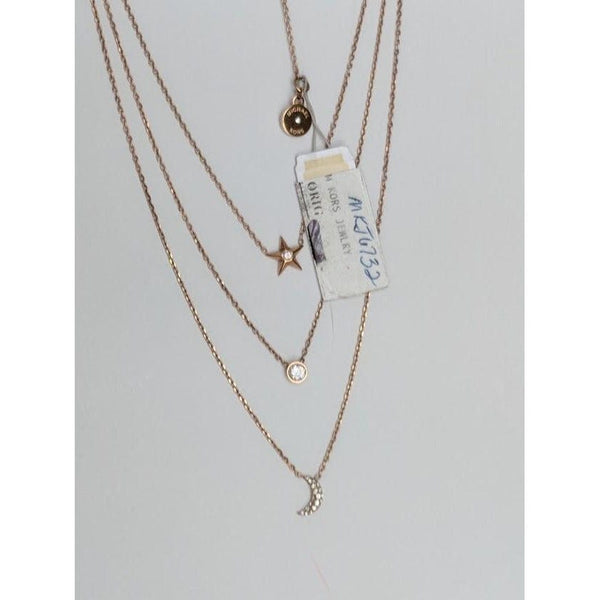 Michael Kors Rose Gold-Tone Stainless Steel Pavé Triple-Row Celestial  Pendant Necklace | Animal Lover Gifts – The Pink Pigs, Animal Lover's  Boutique