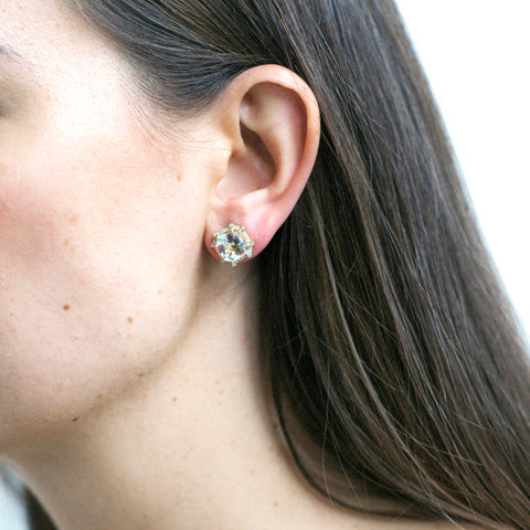 7mm Abalone Circle Silver Earring Studs - Studio Jewellery - Stud Earrings