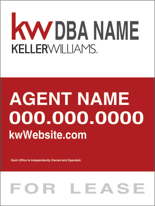 Keller Williams Custom For Lease Sign