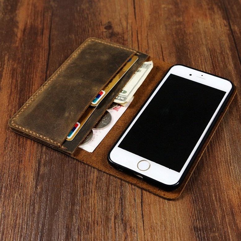 Waardeloos Respectievelijk markt Handmade Distressed Leather iPhone Bi-Fold Wallet Case– Vintage Rebellion