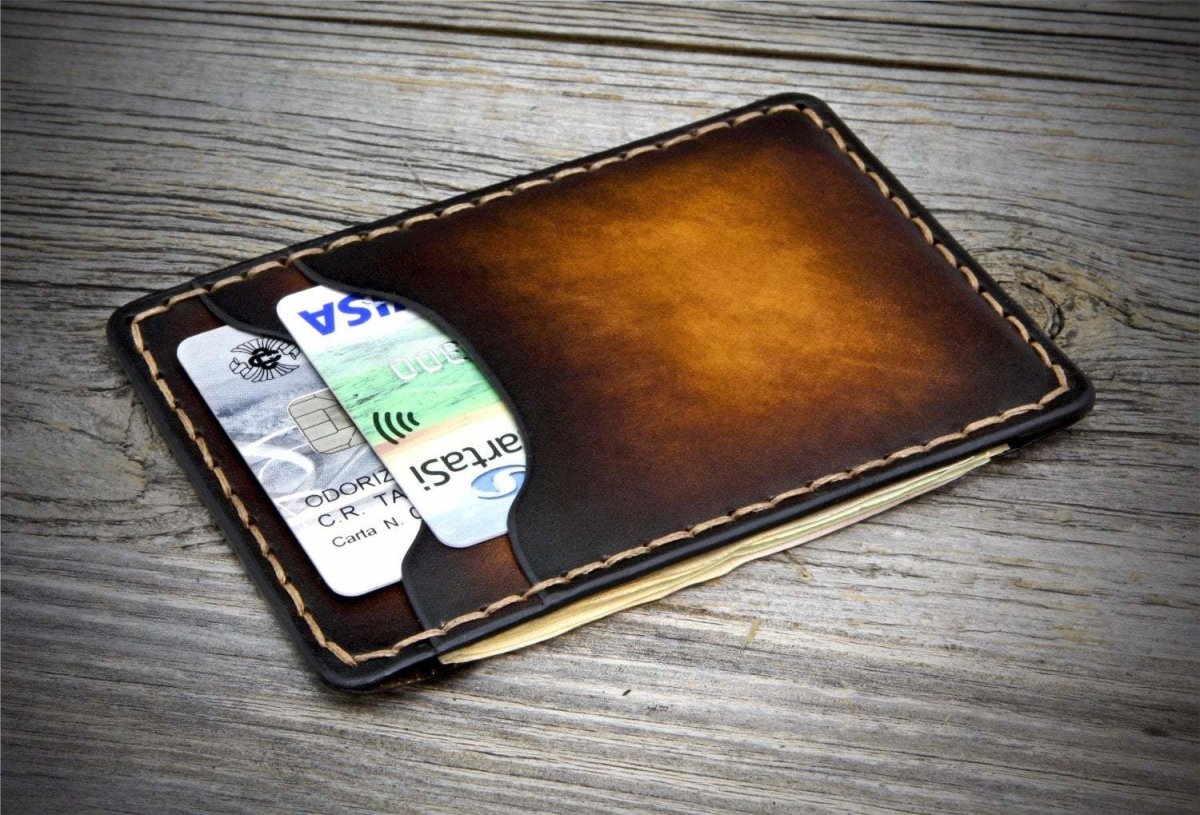 Handmade Italian Leather Slim Card Wallet Vintage Rebellion