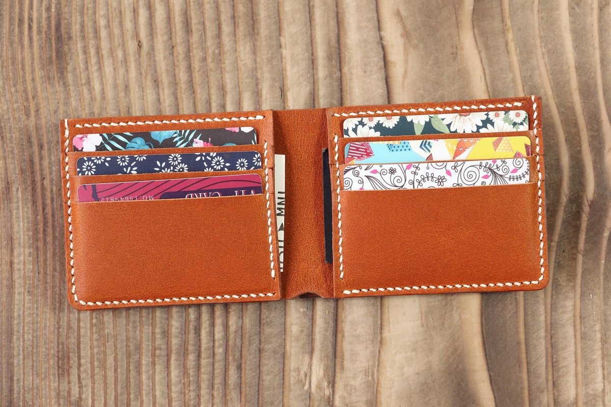 Handmade Leather Six Slot Bi Fold Wallet