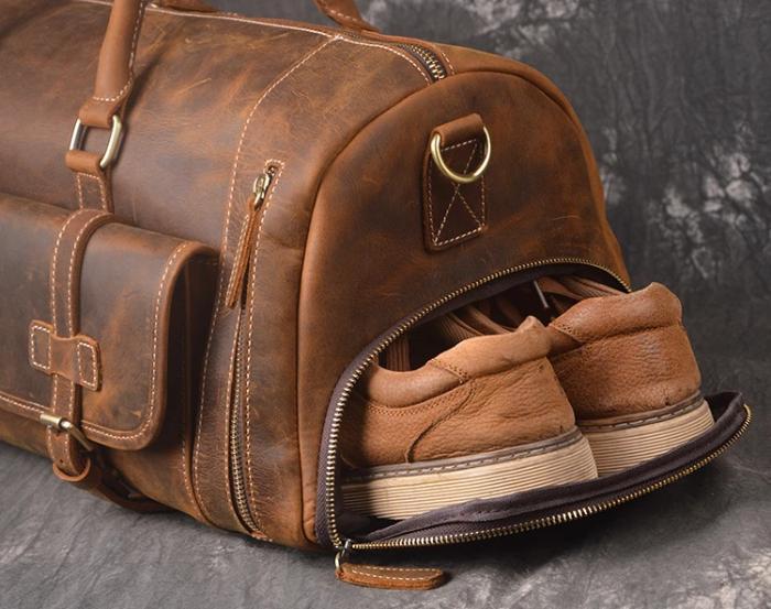 Vintage Crazy Horse Genuine Leather Mens Travel Duffel Bag– Vintage Rebellion