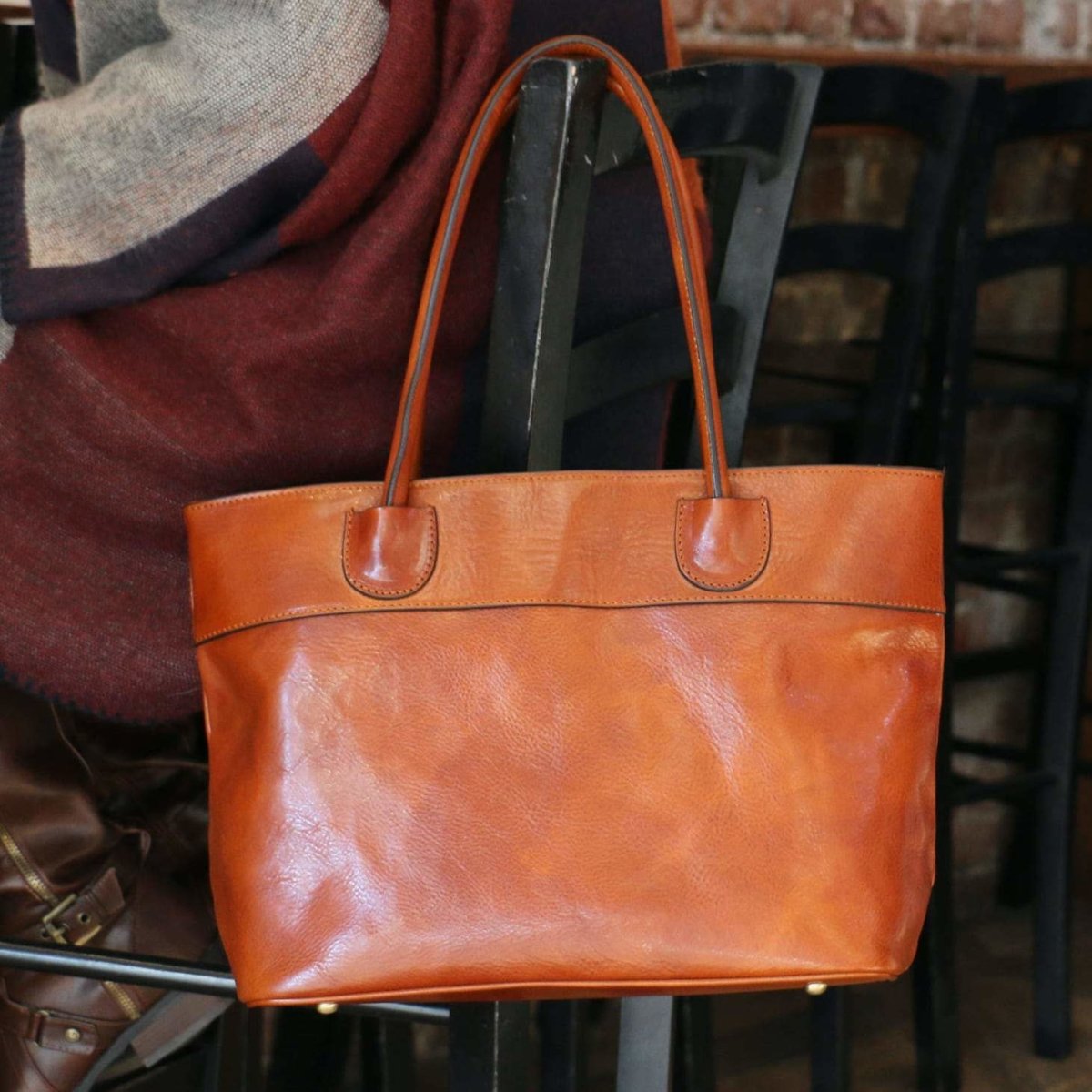 Luxury Brown Leather Tote Bags For Women Over 50