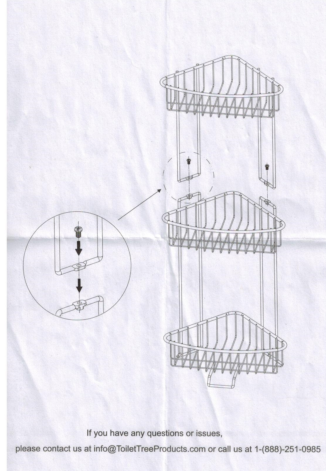 ToiletTree Products Stainless Steel Floor Shower Caddy - Corner Caddy Shelf  for Bathroom and Shower Storage - Rust-Proof Shower Caddy for Shampoo