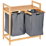 Bamboo Hamper with Dual Compartments 