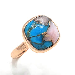 Opal & Copper Turquoise Rose Gold Ring