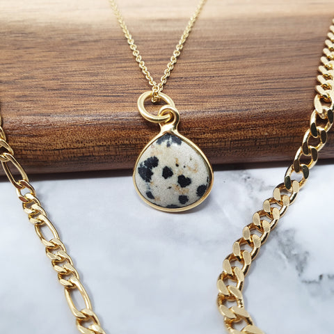 Harfi | Dalmatian Jasper Necklace - March Birthstone Necklace